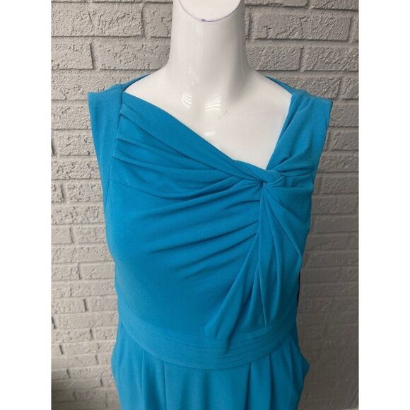 Vince Camuto Women Blue Sleeveless Twisted Pleated Pockets Sheath Dress Size 10 - Picture 5 of 13